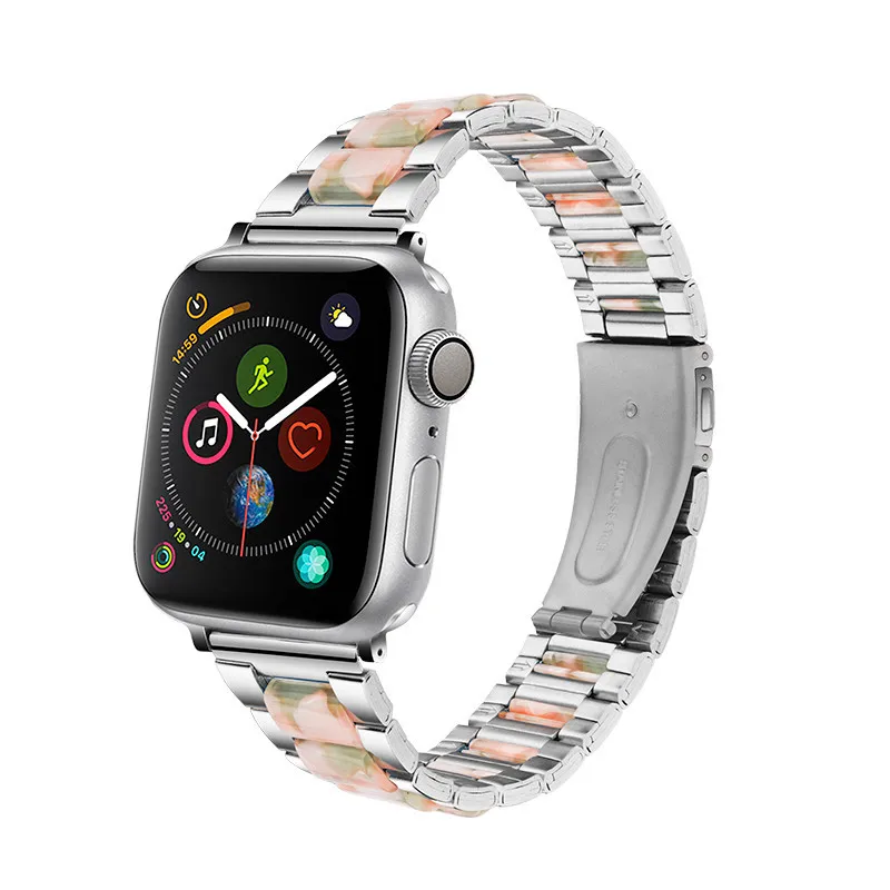 

Stainless Steel Watch Band For Apple Watch Series 5/4 44/40mm Imitation Ceramic Bracelet Wrist Strap For iWatch Band 3/2 38/42mm