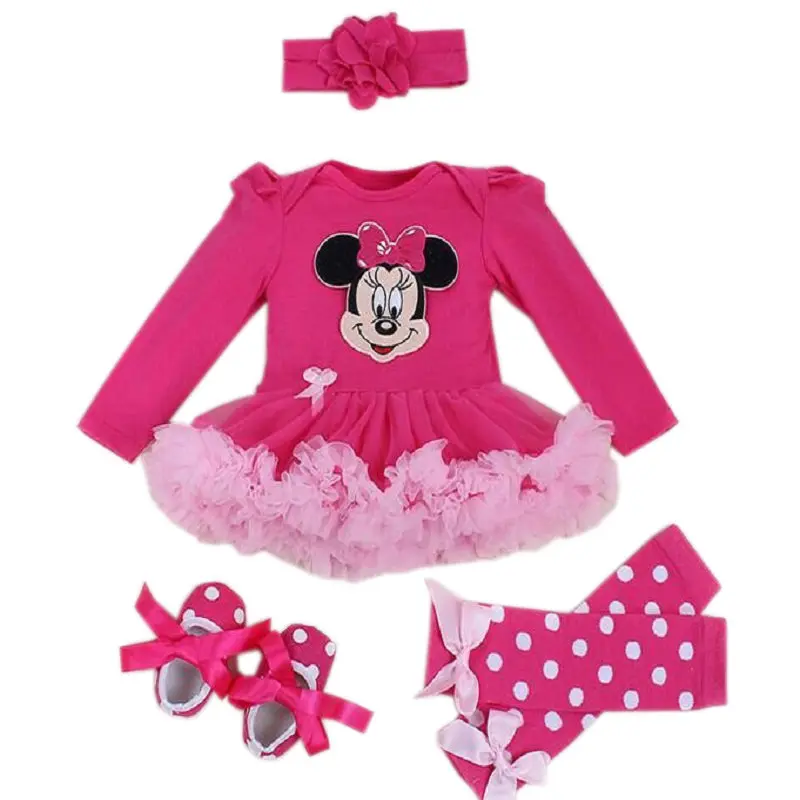 Комплект одежды из 4 предметов для новорожденных на первое Рождество хлопковая одежда для маленьких девочек с изображением Супермена и Бэтмена платье-пачка с оборками комплект одежды для младенцев - Цвет: 05