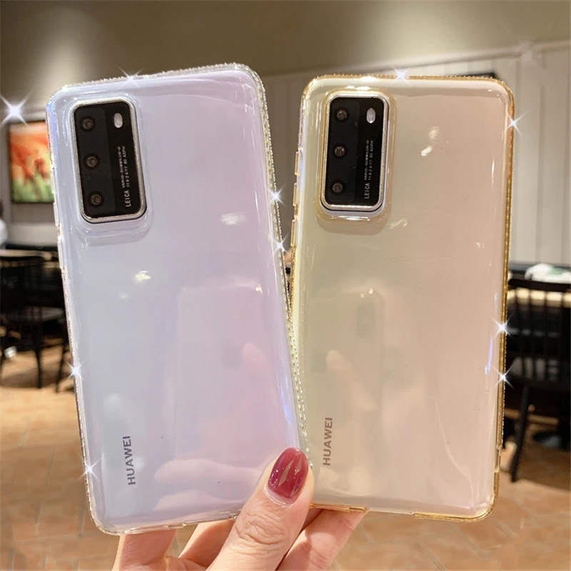Алмазный Прозрачный чехол для Huawei P30 P40 P20 P10 P9 P8 Mate 20 10 Lite Y6 Y9 2018 P Smart 2019 Honor 9 LITE 8X MAX Nova