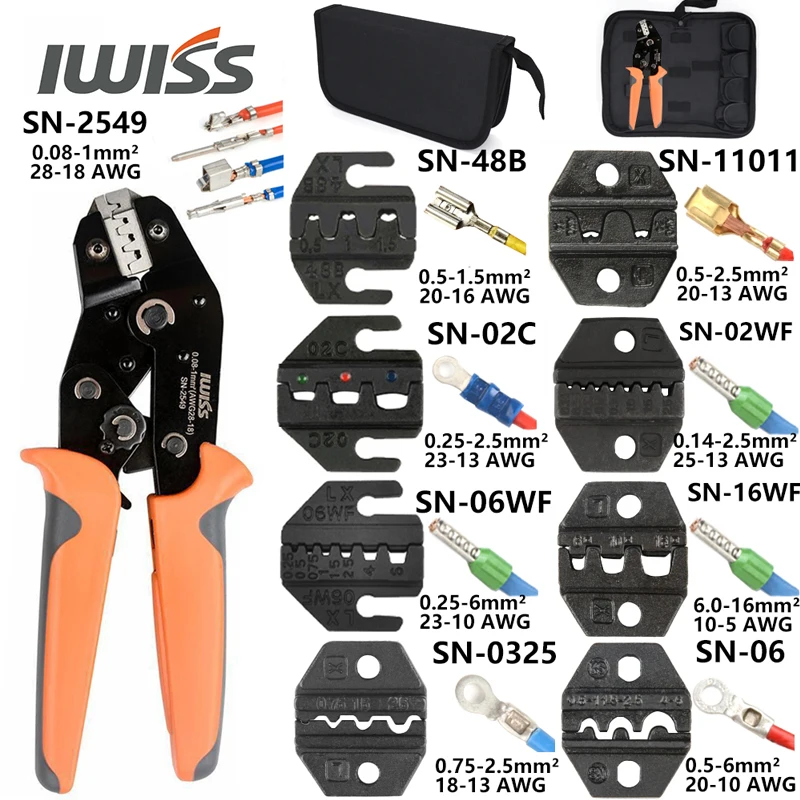 DuPont Terminals Crimp Pliers SN-2549 8 Jaw for PH2.0 XH2.54 JST2.54 VH3.96/Tube/Insulation Terminals Electrical Clamp Min Tools