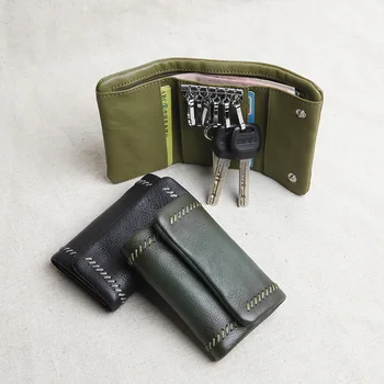 

Handmade leather key case female multifunctional mini first layer cowhide small wallet coin purse