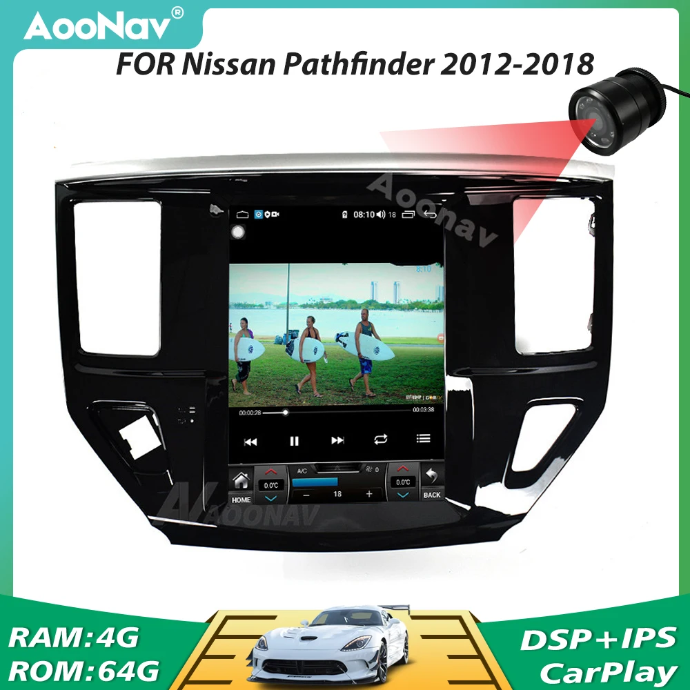 Автомагнитола 2 Din Android GPS Tesla Style вертикальная аудиосистема Для Nissan Pathfinder 2012-2018