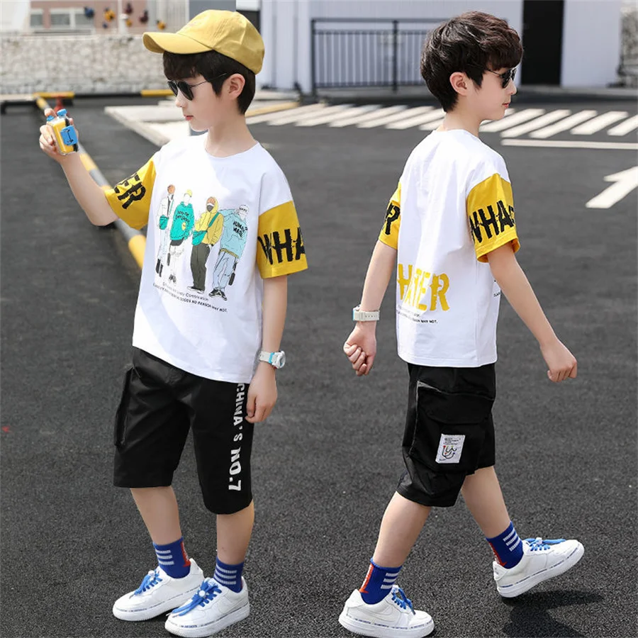 Conjunto de ropa de Verano para Niños y Adolescentes, traje informal de  camiseta + Pantalones, chándal, 6, 7, 8, 9, 10, 11 y 12 años - AliExpress