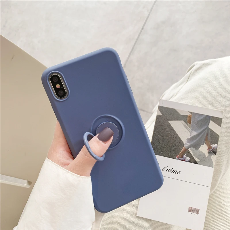 Мягкие жидкие силиконовые чехлы для телефонов ярких цветов для iPhone 11 Pro Max XR XS Max 8 7 6 6S Plus, чехол-подставка с кольцом для iPhoen 11