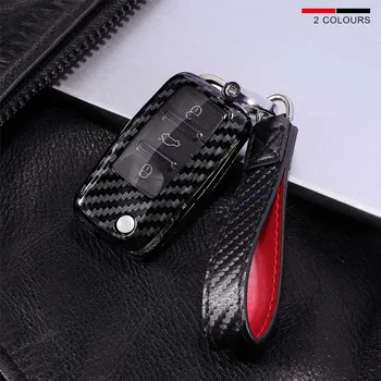 

For VW Volkswagen Polo Bora Tiguan Passat Golf 6 Lavida Carbon Fiber Grain Key Case Cover Shell Key Chain PC+TPU
