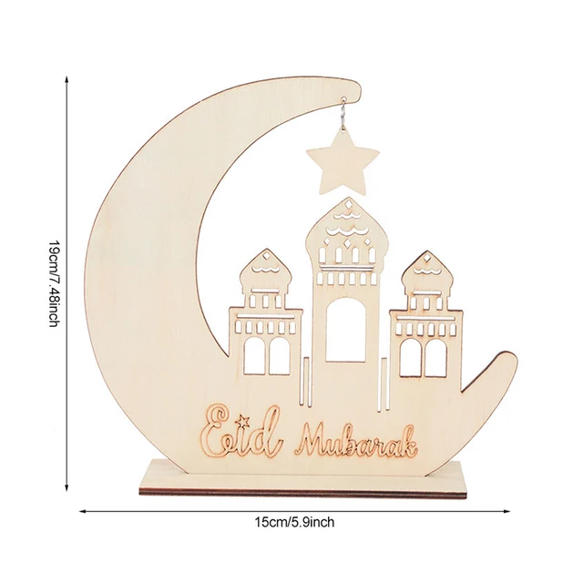 Wooden EID Mubarak Decoration Ramadan Mubarak Ornaments Islamic Muslim Pendant Eid Al Adha Party Supplies Ramadan Kareem Gifts H