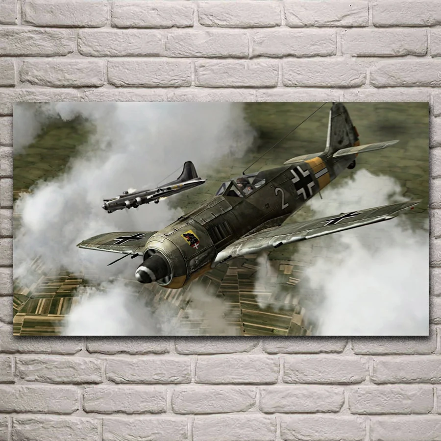 Ww2 самолет fw 190 Focke-Wulf Luftwaffe немецкая Военная гостиная украшение для дома Художественный Декор деревянная рамка ткань плакат KL263