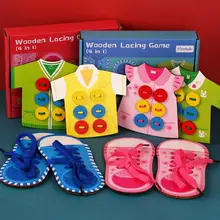 

New 4-In-1 Woven Shoelace Button Game Educational Rope-Drawing Toy Teaching Hand-eye Coordination Rope Toy Montessori Toys Gift