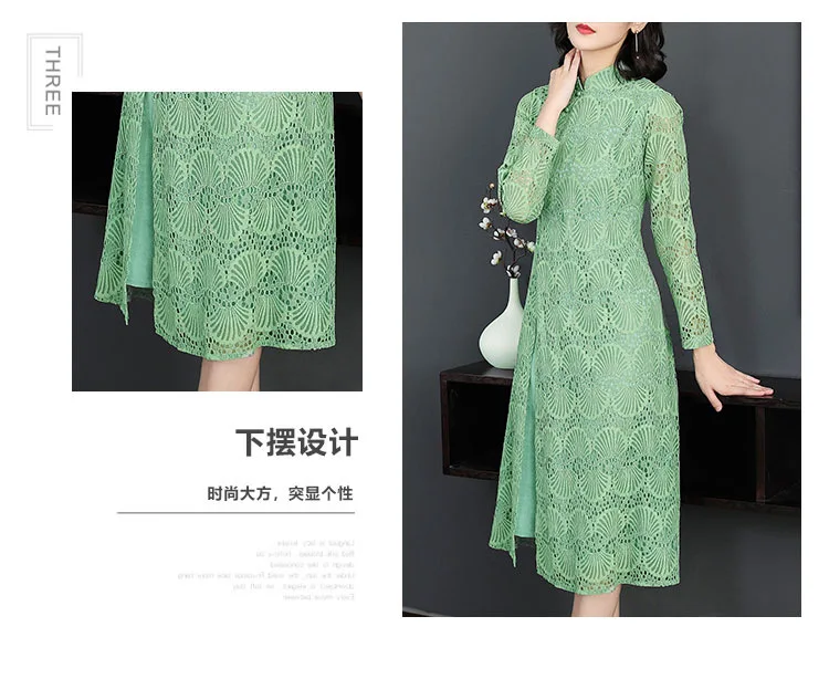 Spring Clothing Large Size Dress Chinese-style Dignified Glorious Mom Modified Version Lace Dress