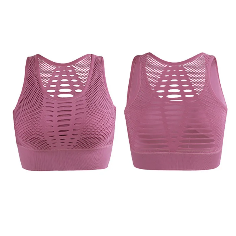 Сексуальный выдалбливают высокий плотный спортивный бюстгалтер сетка назад тренировки спортивные бюстгалтеры Тренажерный Зал Фитнес Бюстгальтер для бега женский спортивный лифчик