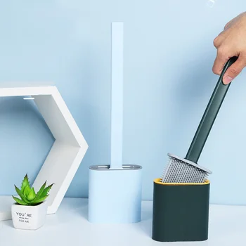 

Silicone Toilet Brush With Toilet Brush Holder Cleaning Brush Set#1