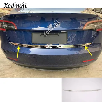 

For Tesla Model 3 Model3 2018 2019 2020 Car Stainless Steel Rear Back Door License Tailgate Bumper Frame Plate Trim Lamp Trunk