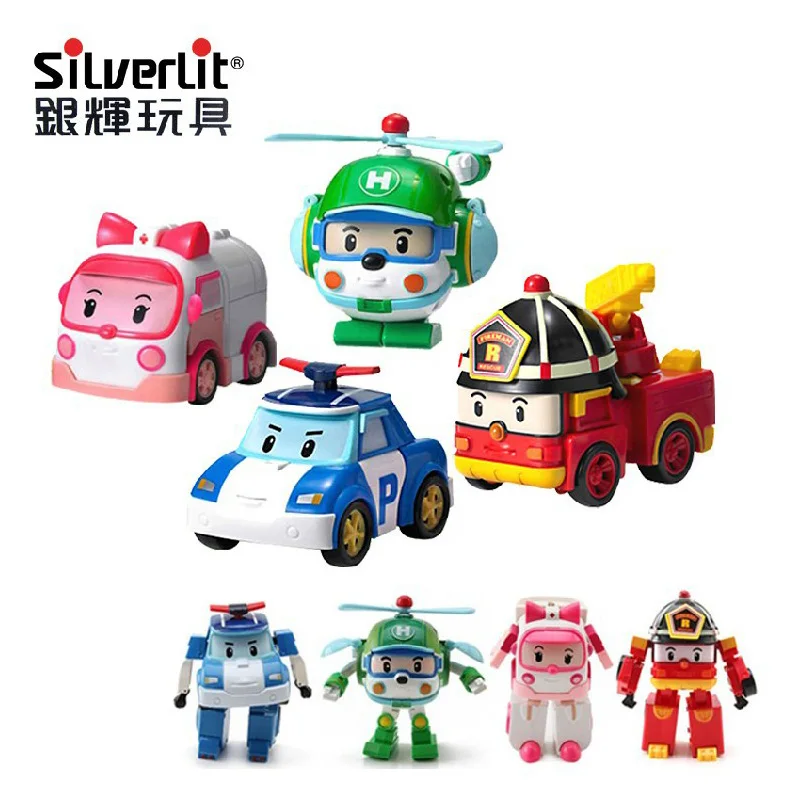 6 Styles Silverlit Robocar Korea Robot Kids Toys Transformation Anime Action Figure Poli Toys For Children Playmobil Juguetes