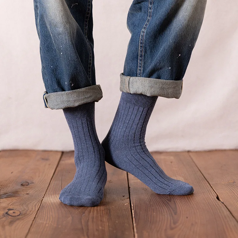 

Classic Striped Business Men Autumn And Winter Cotton Socks Comfortable Long Dress Standard Crew Designer Quick Drying Socks