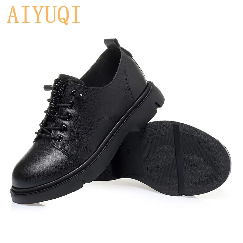 AIYUQI Women Spring Shoes Lace Up 2021 New Genuine Leather Fashion Oxford Shoes Ladies Nonslip Large Size Female Student Shoes