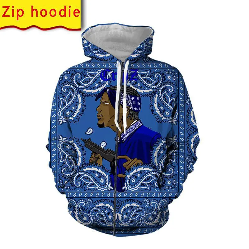 Crip Gang Hoodie Sweatshirt 3d Print Men Harajuku Pullover Jacket