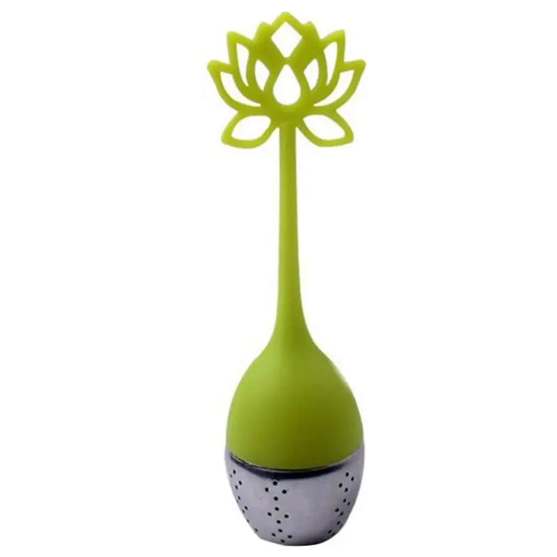 

New 1pcs Silicone Lotus Shaped Stainless Steel Tea Infuser Teaspoon Loose Leaf Herb Strainer Filter green