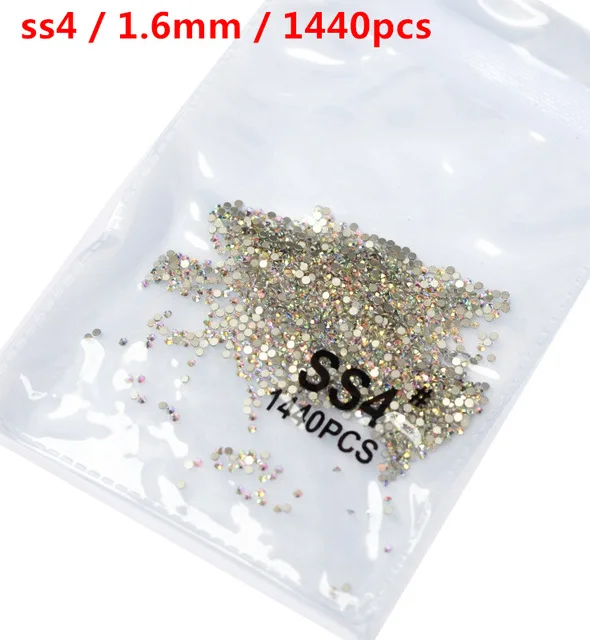 AB ss4 1440pcs Топ Gillter SS3-SS8 1440 шт Кристалл AB Золото 3D не горячая фиксация FlatBack шитье стразами и ткань одежды Стразы для дизайна ногтей камень - Цвет: AB ss4 1440pcs