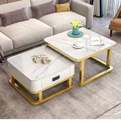 Mesa de café para el hogar, mueble de TV con combinación de vidrio templado, minimalista, moderno, cuadrado, para sala de estar