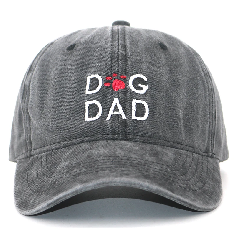 Cotton Washed Unstructured Dog Dad Baseball Cap Embroidery For Father's
