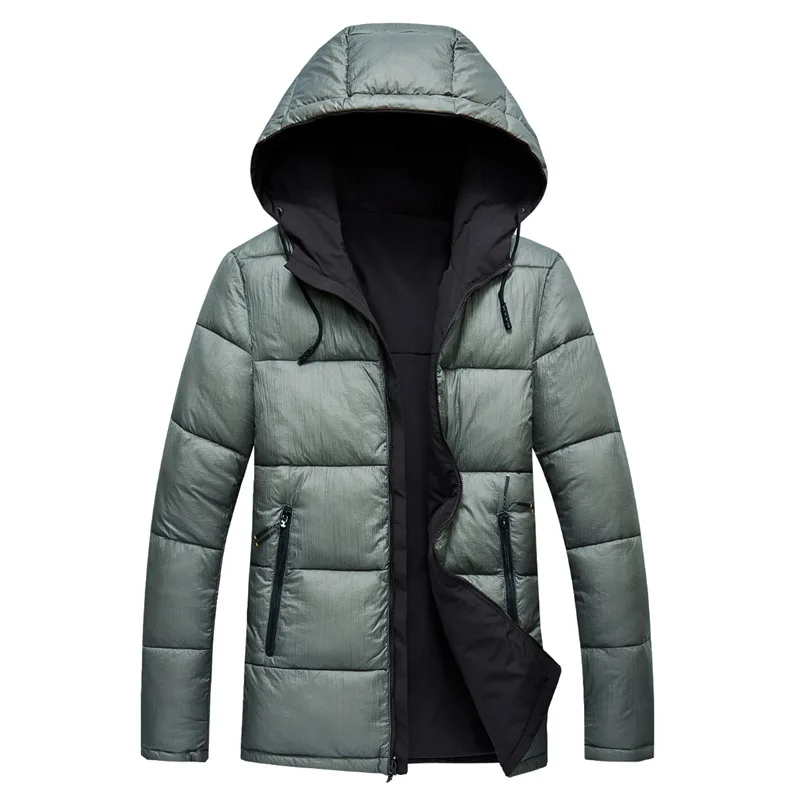 Youth Men down Jacket Cotton-padded Clothes Double-sided Wear Hooded Short Trend Cotton-padded Jacket Slim Fit Cotton-padde