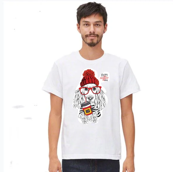 Новая модная футболка с собакой, мужские топы в стиле хип-хоп, Повседневная футболка с рисунком забавной собаки, Мужская Удобная хлопковая футболка - Цвет: 15