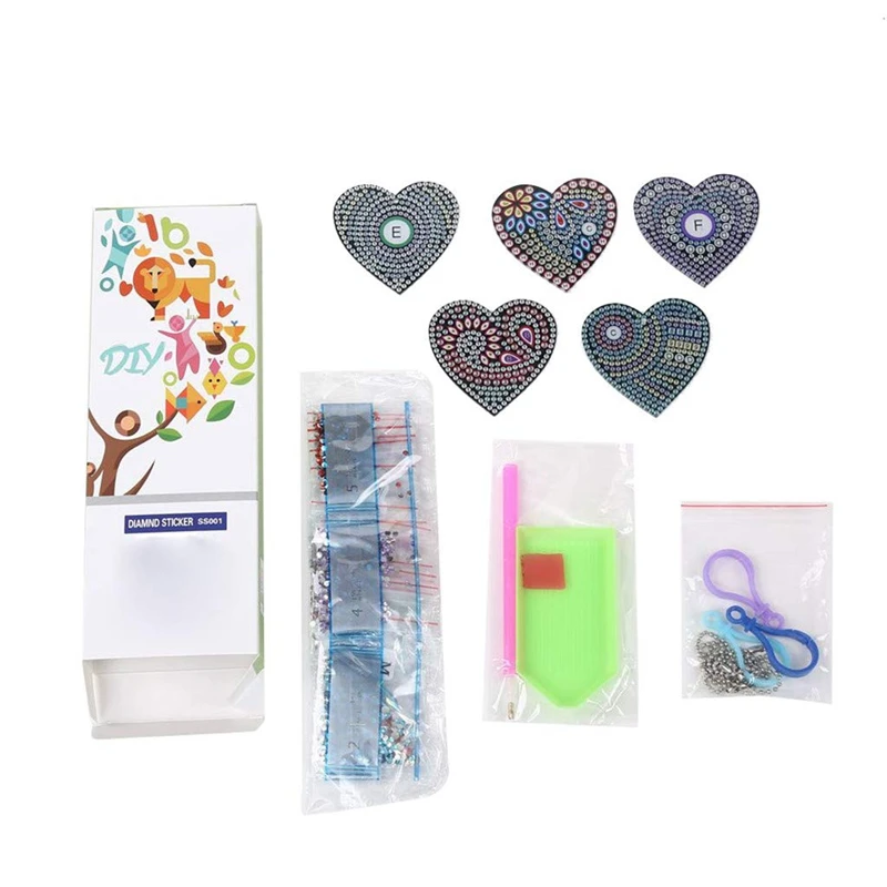 

Big deal Set Of 5 Diamond Painting Keychain, 5D Making Diy Full Drill Special Shape Diamond Painting Keychain Key Ring Phone Cha