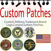 Bordado personalizado remendos emblema logotipo militar personalizado ferro no gancho e laço pvc tecido impresso remendo para roupas navio livre