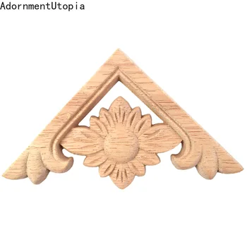 

6cm 9cm Natural Decoration Long Large Leaves Wooden Window Cabinet Corner Furniture Wood Craft Wood Applique Wood Decal Onlay