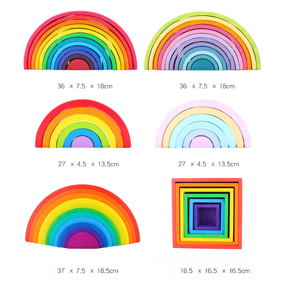 Монтессори Деревянные радужные блоки детские деревянные строительные блоки Развивающие детские игрушки рождественские подарки игрушка для новорожденных