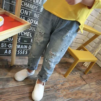 

1 Piece Girls Long Pants For Kids Summer Children Denim Broken Pant Children Outerwear For Spring Children Clothing For Girls