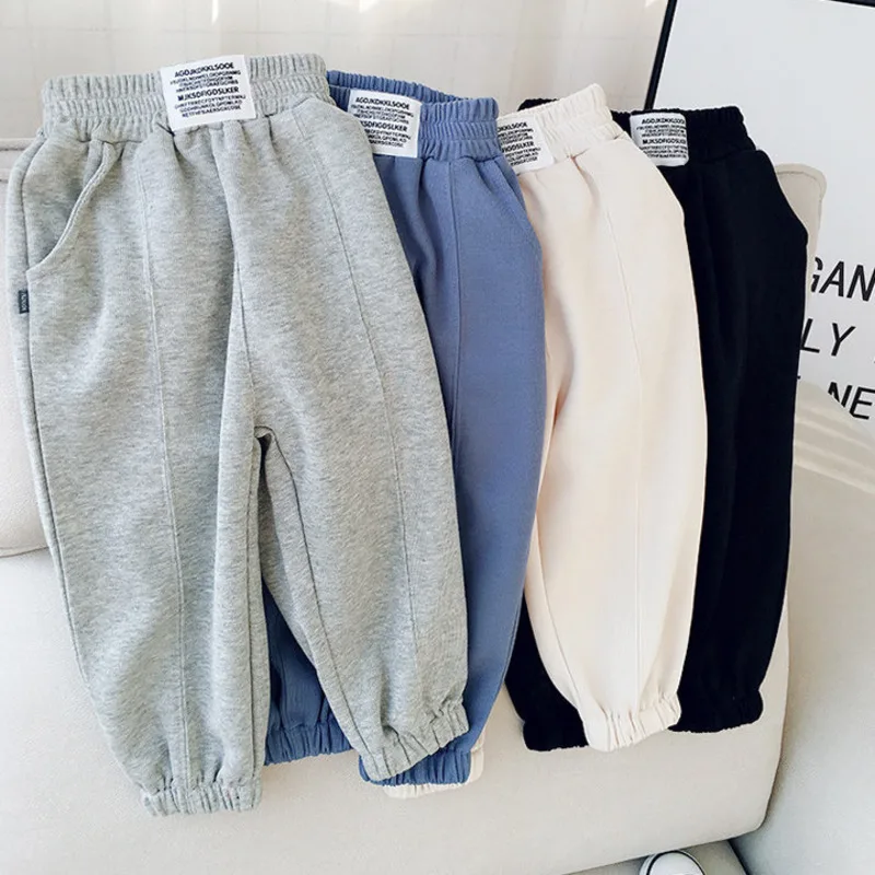 MIEMBRO Spring Autumn Solid Children Letter Printed Trousers Girls Loose Sports Pants Boys Kids Casual Clothes Clothing