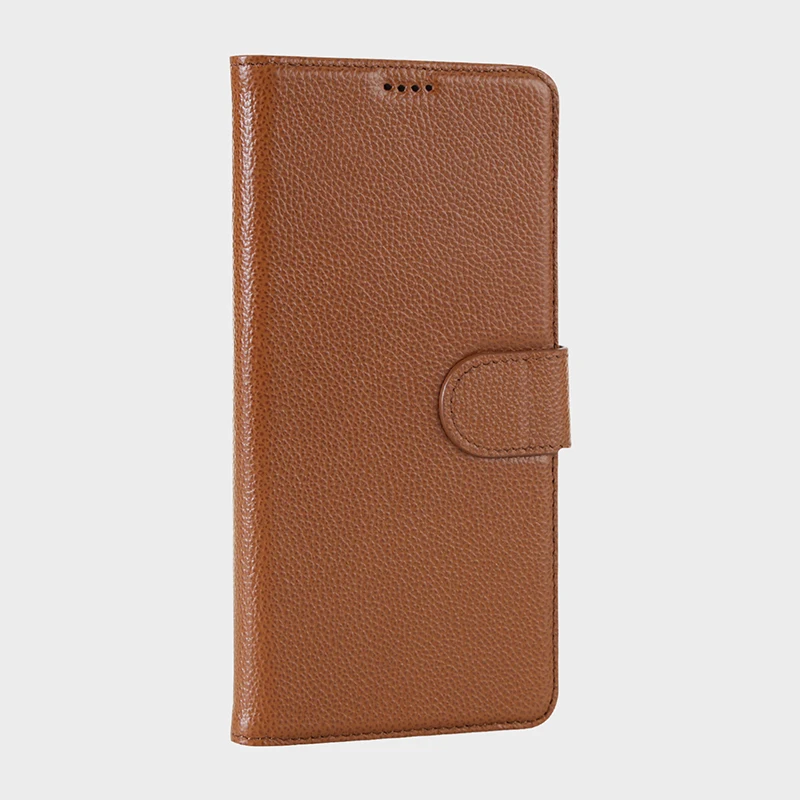 Brown Чехол-бумажник из натуральной кожи с зернистой текстурой личи для samsung Note 10, 8, 9, Galaxy S10, S8, S9 Plus, магнитный держатель для карт, откидная крышка-книжка - Цвет: Brown