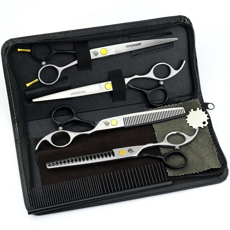 4pcs Scissors Kit 7 дюймов машинка для стрижки питомцев кошек и собак машинка для стрижки домашних животных Собака Gromming ножницы для домашних животных прямые и филировочные и изогнутые ножницы комплект ПЭТ Gromming инструменты - Цвет: 4pcs Scissors Kit