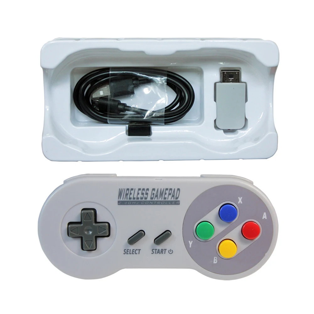 Mini manette de jeu sans fil pour Super Nintendo, manette de jeu, manette  de jeu, classique, Anj& SNES, 2.4GHz, nouveau