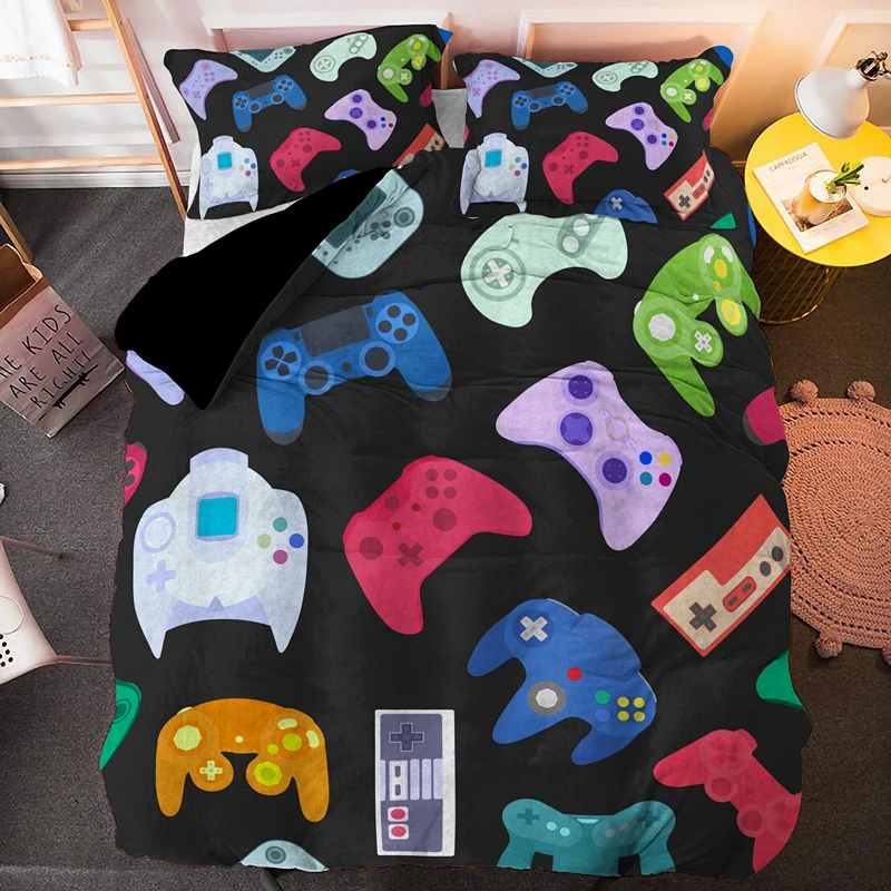 2-3 Pcs Boys Gamer Lovers Bedding Set Cartoon Game Luxury Duvet Cover King Queen Double Bed Covers