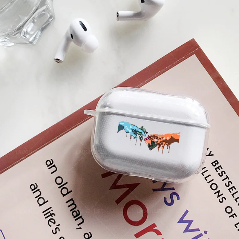 Силиконовый чехол для Airpods, черный художественный Прозрачный чехол для Clear AirPods Pro, чехол, силиконовый защитный чехол, беспроводной чехол для наушников