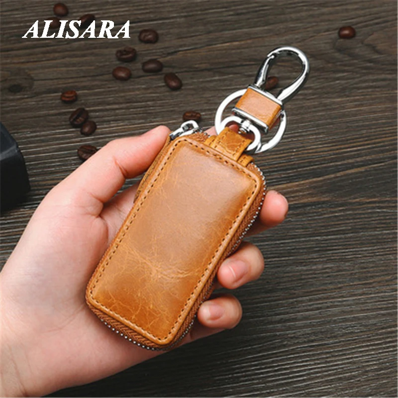 

Car Key wallet leather for women Macaron brown Key case soft skin Key bag Japanese Korean popular styles First layer cowhide