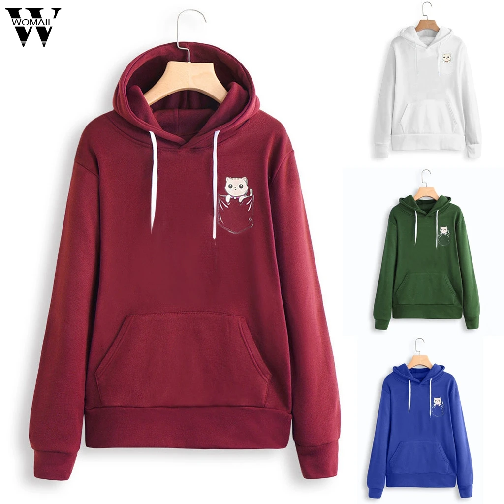 

Womail Sweatshirts Winter Large size Women Print versatile Pocket Hoodie Sweatshirt Fashion high quality Sweatshirt Pullover