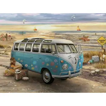 

Diamond Painting Round Drill 5D DIY Embroidery Blue bus Cross Craft Home Decoration DIY Kit