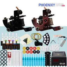 Complete Tattoo Kit 2 Rotary Tattoo Machine Tattoo Ink Set LCD Power Supply 10 Color Pigment Lnks Body Art Tattoo Machine Set