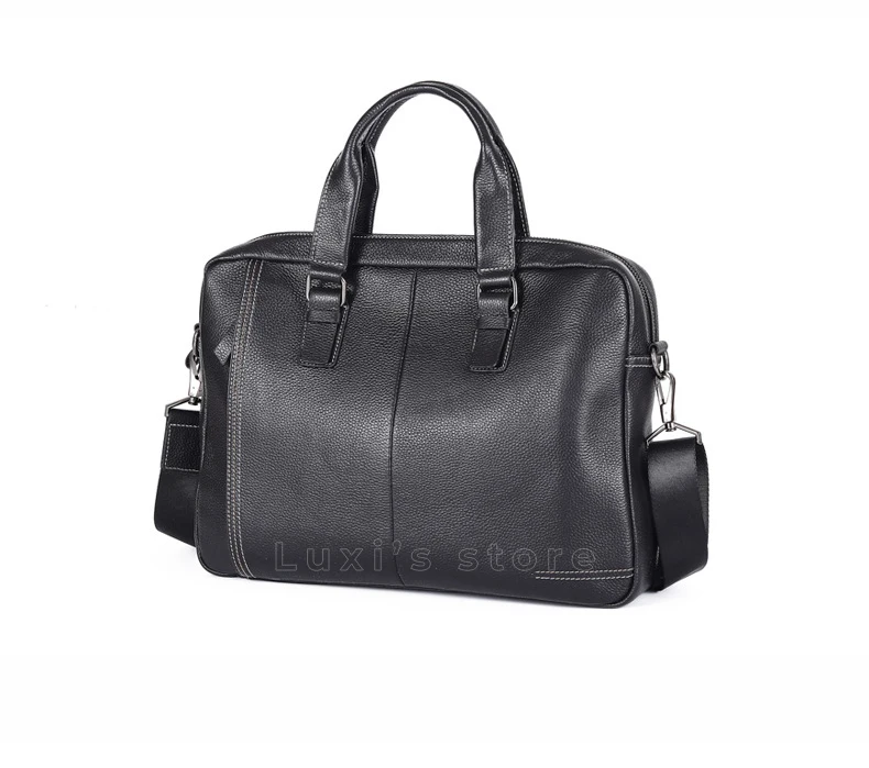 Briefcase men business handbag OL leather tote laptop cowhide shoulder bag casual large capacity soft handle high quality design