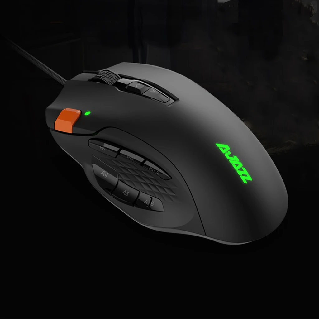 Ajazz MMO Mouse with Side Buttons Optical Wired Gaming Mouse Up to 10000DPI, High Precision, 12 Programmable Buttons Gamer Mice Ajazz MMO Mouse with Side Buttons Optical Wired Gaming Mouse Up to 10000DPI, High Precision, 12 Programmable Buttons Gamer Mice
