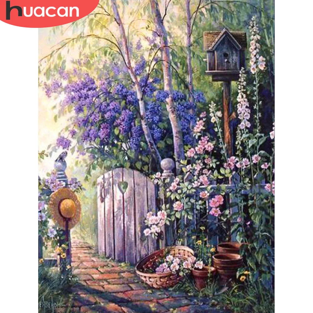 HUACAN алмазная вышивка 5д природа Полная площадь/Круглый мазайка Сад цветы картина