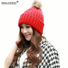 INDJXND женские шапки вязаные шапочки зимние, шапки для женщин помпон зимние женские твист шапки с узорами кролик мех мяч черепа