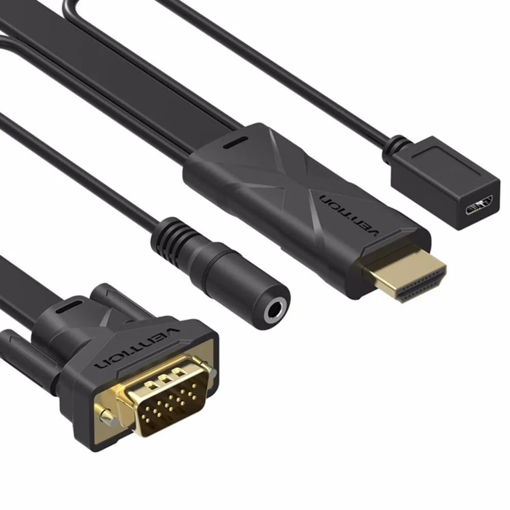 Vention hdmi-vga конвертер кабель с 3,5 мм Аудио HDMI VGA адаптер с питанием 1080P для Xbox 360 PS3 ноутбук ТВ проектор