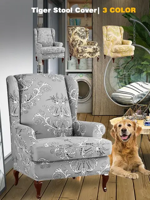 2pcs Wing Chairtiger Stool Cover Slipcover Elastic Stretch Cover With Separate Cushion Cover For Armchair Home Decoration Chair Cover Aliexpress