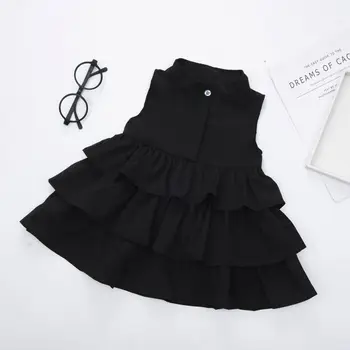 

Kids Girl Summer Dress Toddler Girl Cute Wave Layer Dresses Black Ball Gown Sleeveless O-Neck Tutu Bubble Dress Daily Suit