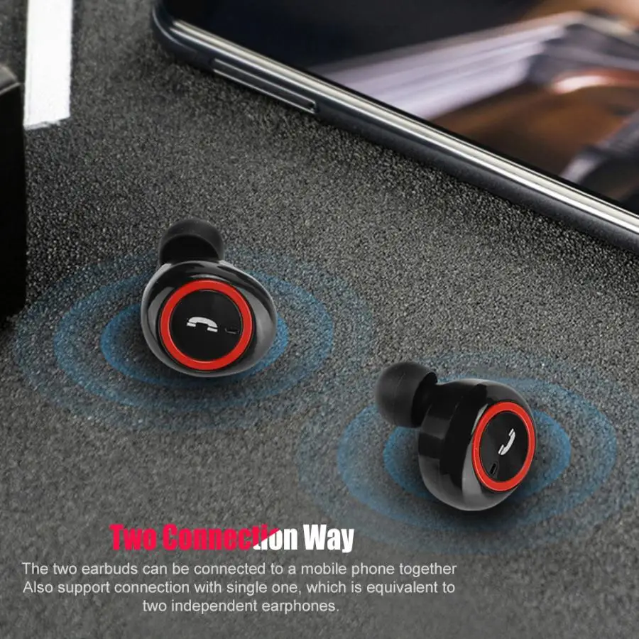 Bluetooth 5.0 Wireless Stereo In-ear Noise Reduction Sports Earphone Ergonomic Earbuds for Gaming Call