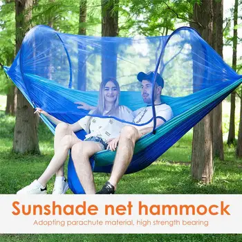 

Outdoor Camping Hammock with Mosquito Net 250*120cm 1-2 Person Parachute garden swing hanging chair double sleeping bed